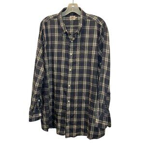 Faherty Brand light cotton blue white plaid button down shirt XXL